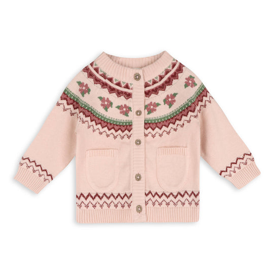 Lily Floral Fair Isle Knit Baby Cardigan