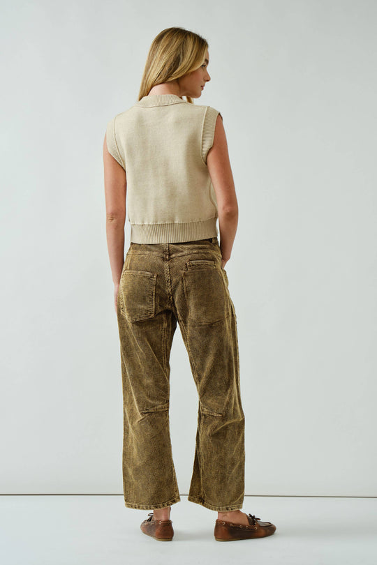 Barrel Corduroy Trousers with Braided Belt