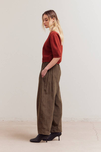 Three Quarter Sleeve Sweater with Large Collar