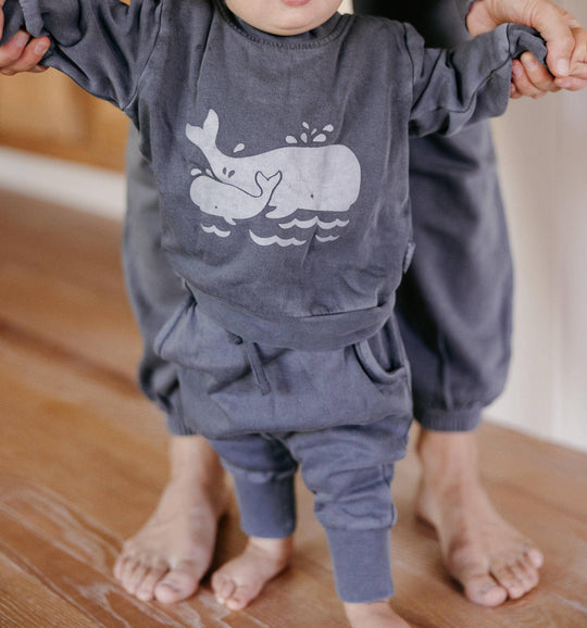 Moonstone Whale Organic Cozy Graphic Sweatshirt & Jogger Set
