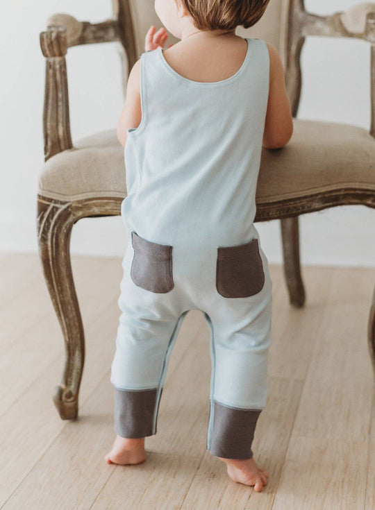 Organic Appliqué Harem Romper in Little Airplane