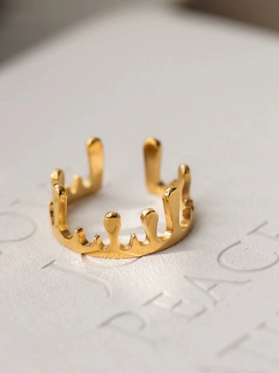 happyzzzsu Waterproof Dripping Geometric Irregular Ring - Simple Good