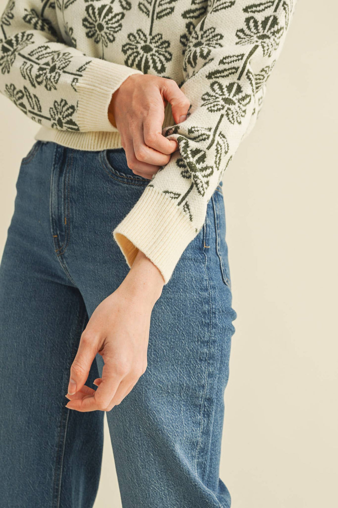 Chocolate Brown Floral Knit Sweater