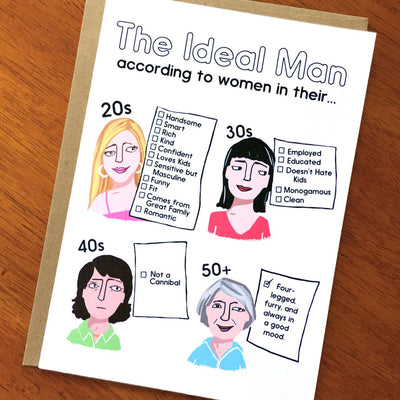 The Ideal Man; Funny Card for Her; Dating; Relationships; Ps