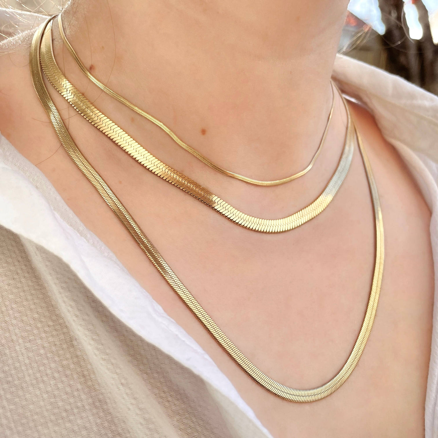 Herringbone Necklace - Tarnish-free Snake Chain Necklace