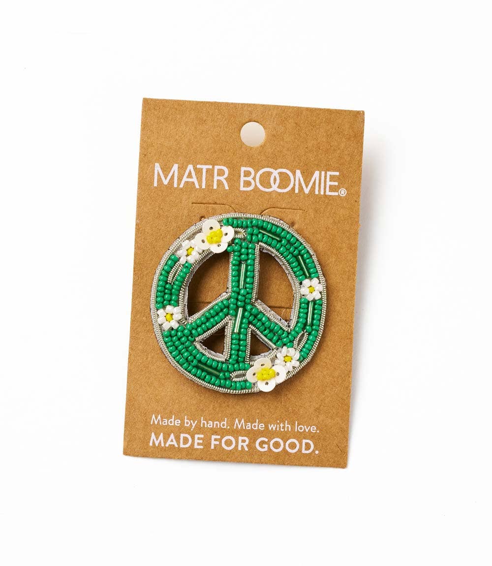 Handmade Bala Mani Beaded Peace Brooch Pin