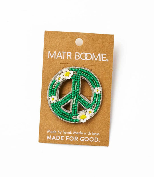 Handmade Bala Mani Beaded Peace Brooch Pin