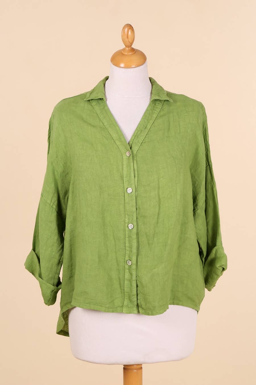 Full-length Linen Collared Shirt