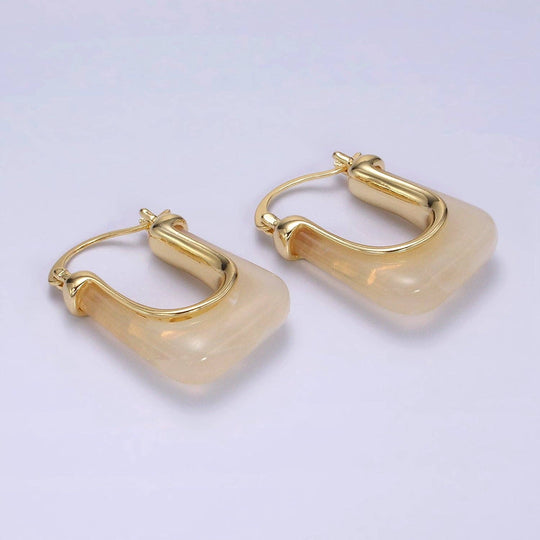 14K Gold Filled Clear U-Shaped Rectangular Acrylic Earrings