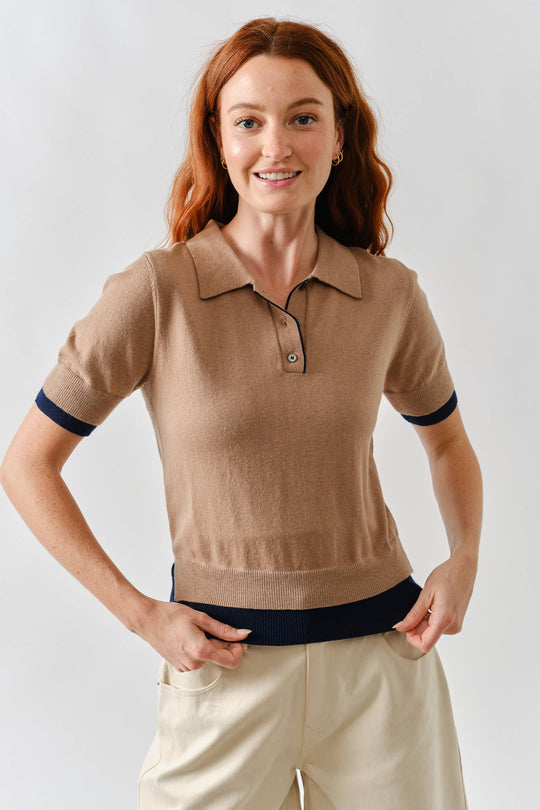Contrast Edge Polo Sweater