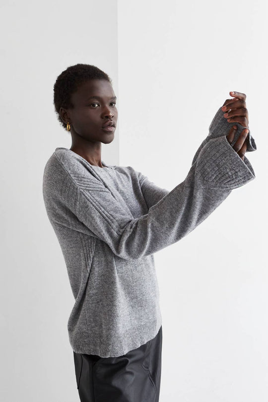 Crescent CT8877 - Maline Cashmere Softened Collared Sweater Top: M / H.GREY - Simple Good