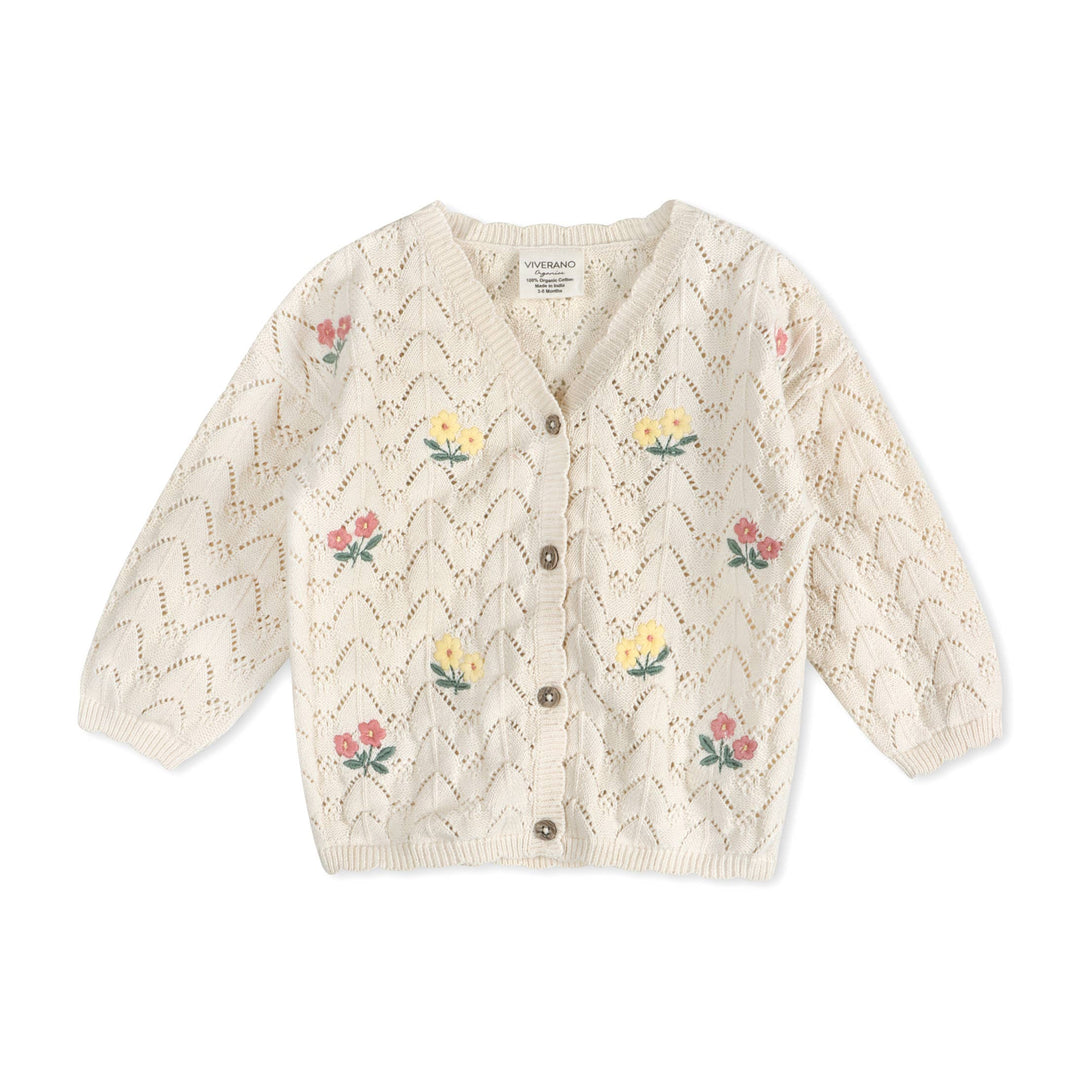 Hazel Floral Textured Baby Knit Cardigan