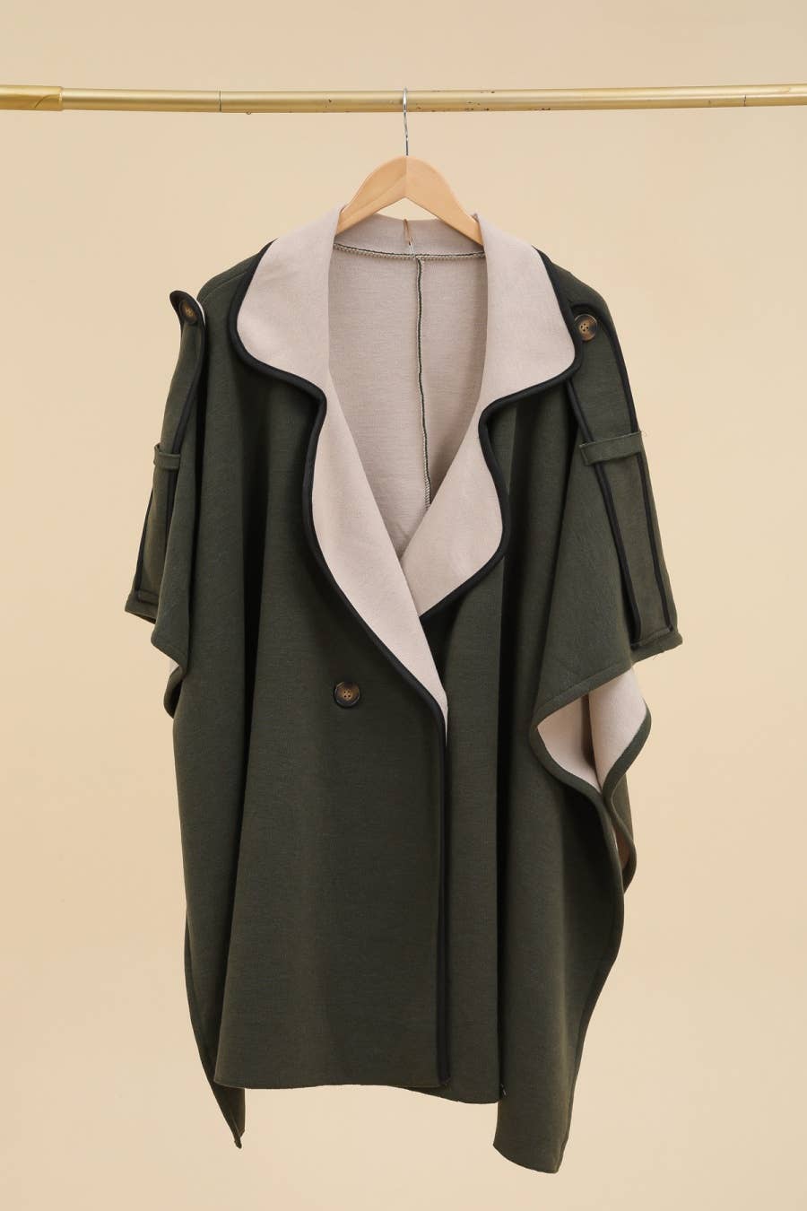 Heavy Weight Button Front Poncho