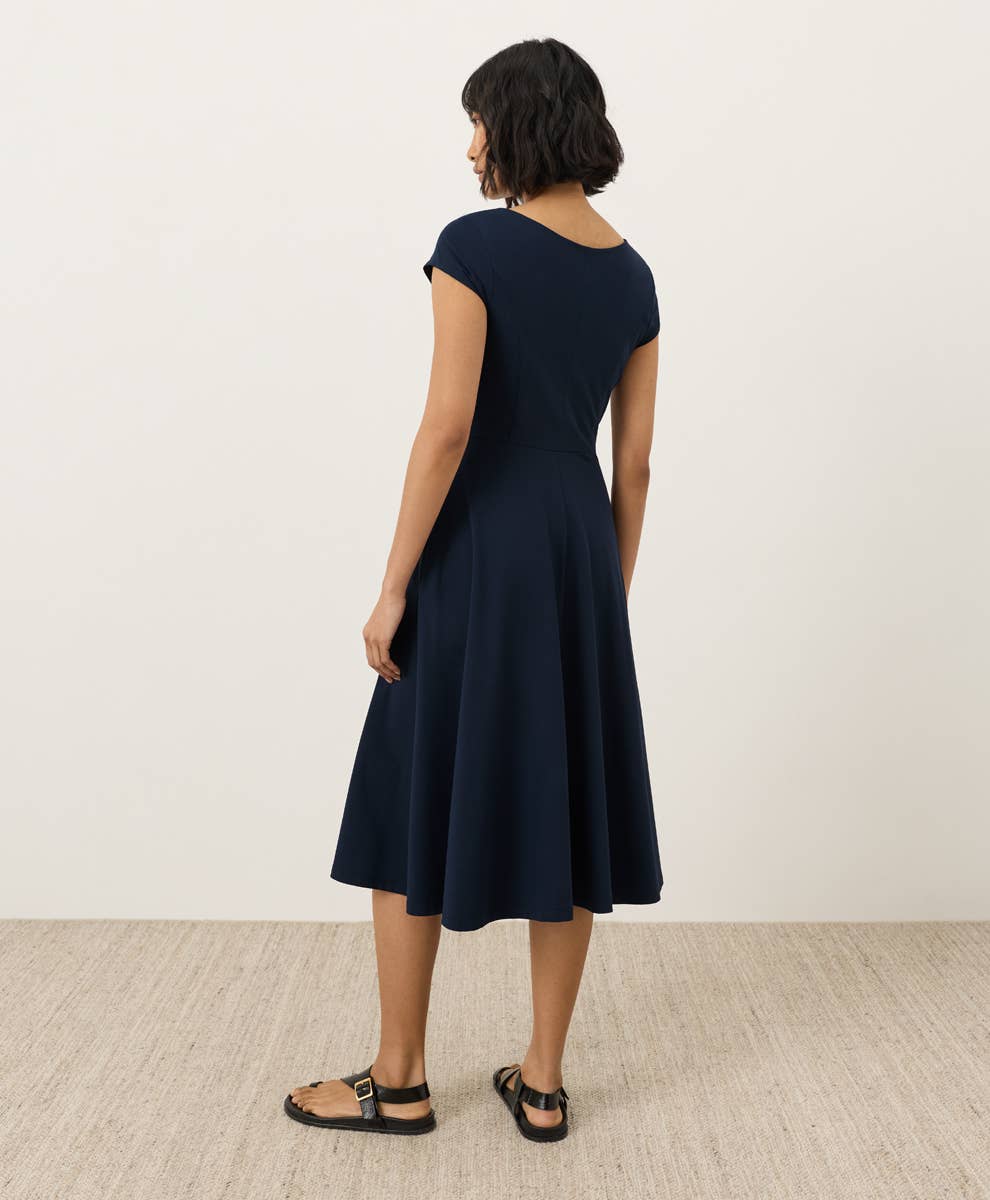 Women's Fit & Flare Ballet Neck Dress