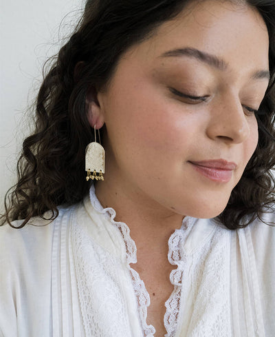 Haveli Etched Statement Brass Earrings