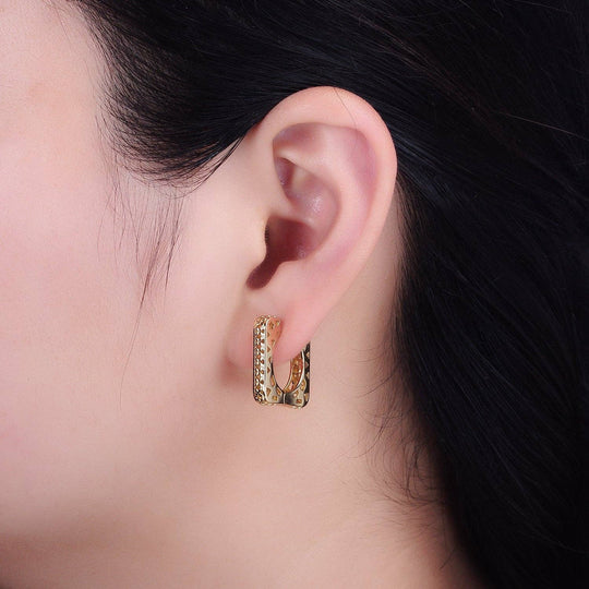 14K Gold Filled Filigree Star Thin Square Huggie Earrings