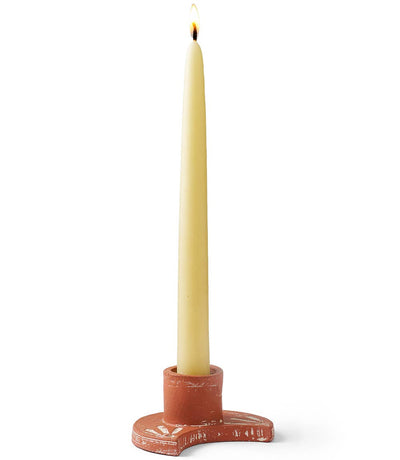 Daksha Crescent Moon Taper Terracotta Candle Holder