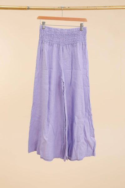 Linen Trousers With Elastic Cinched Waist