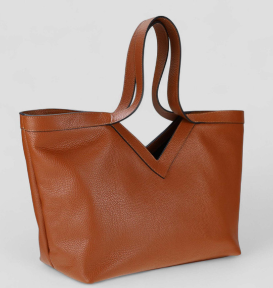 Italian Leather Bag w/ Large Zipper Pocket