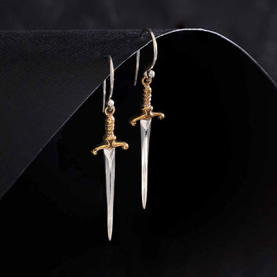 Sterling Silver Sword Dangle Earrings