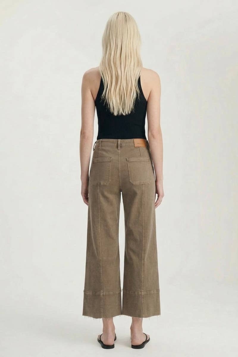 Raw Hem Crop Palazzo Jeans