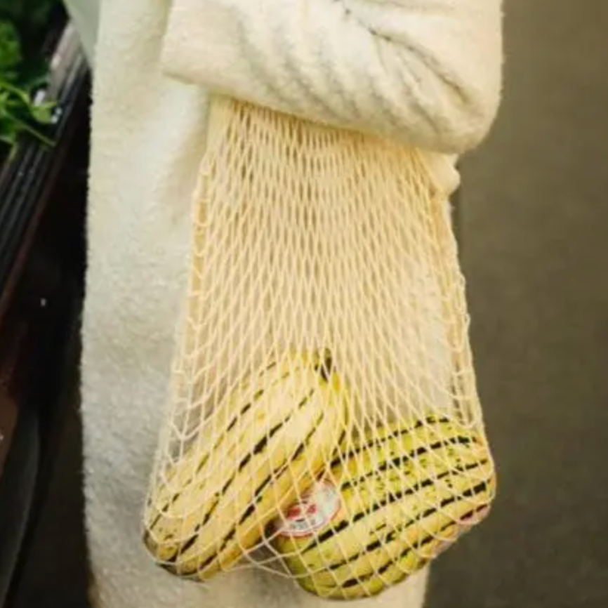 Bamboo Switch Organic Cotton Net Bag With Long Handle - Simple Good