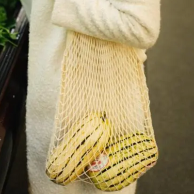 Bamboo Switch Organic Cotton Net Bag With Long Handle - Simple Good