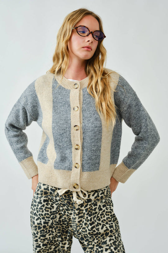 Warm Striped Pullover Cardigan