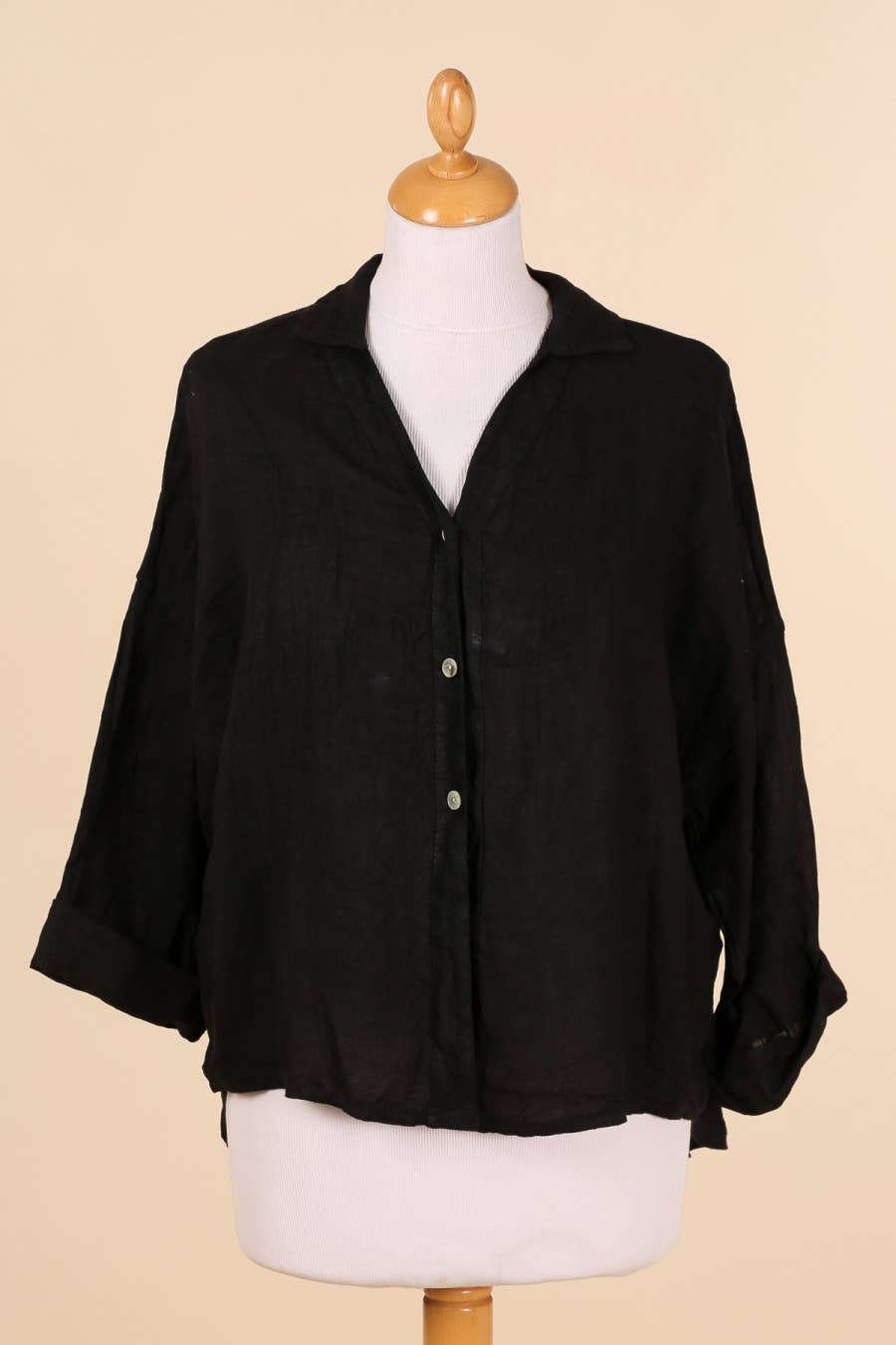 Full-length Linen Collared Shirt