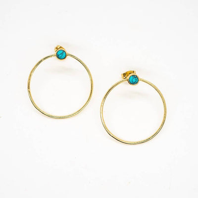 Baizaar Full Circle Stud Earring - Turquoise, Moonstone, Black Onyx - Simple Good