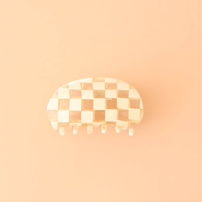 Sunshine Studios Round Checker Hair Claw - Clear/Ivory - Simple Good