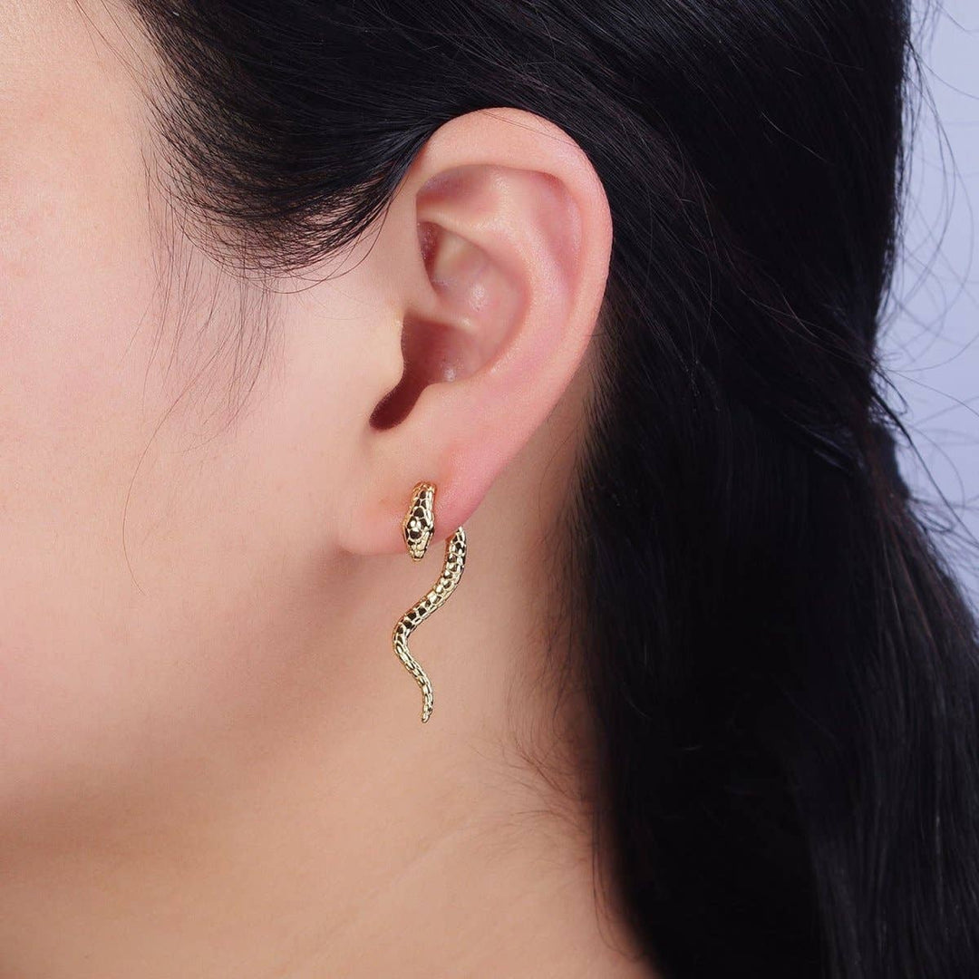 16K Gold Filled Textured Snake Stud Earrings
