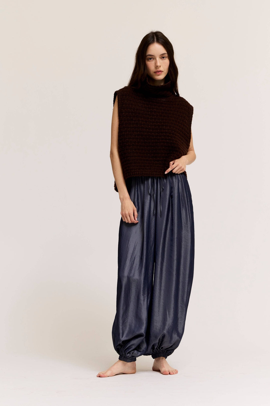 High Neck Sleeveless Sweater Top