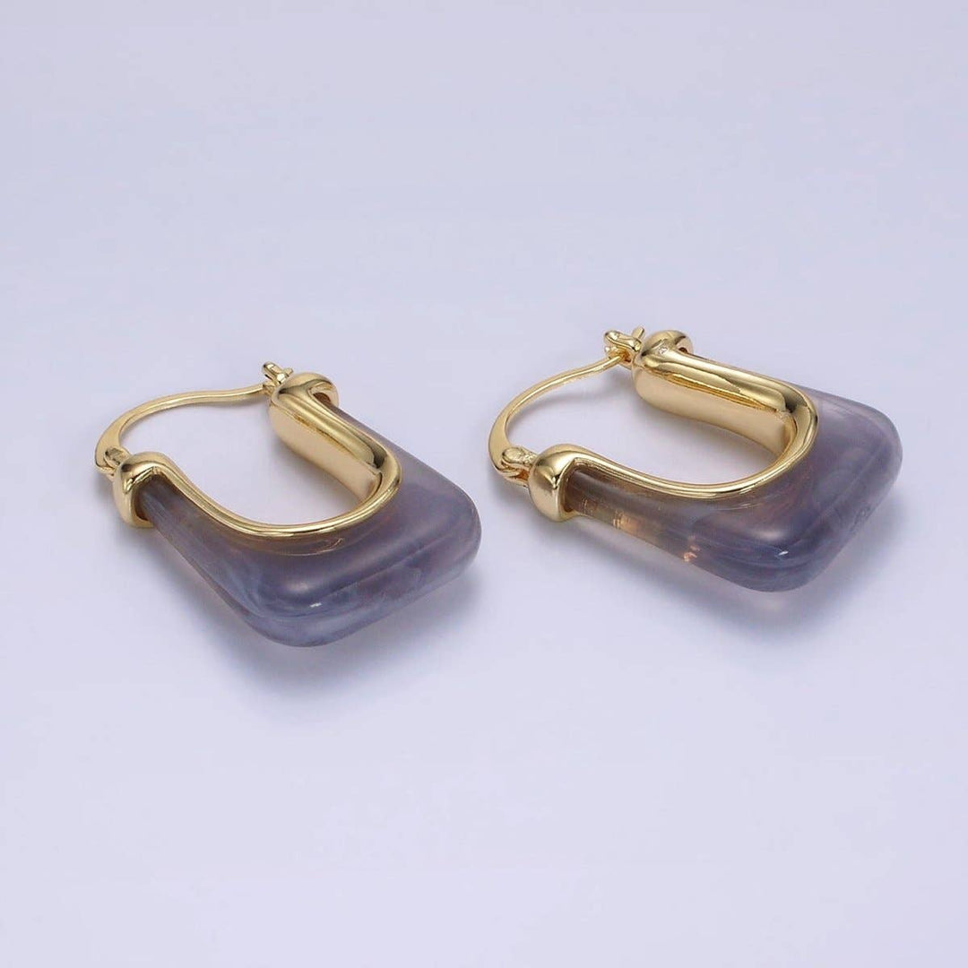 14K Gold Filled Clear U-Shaped Rectangular Acrylic Earrings