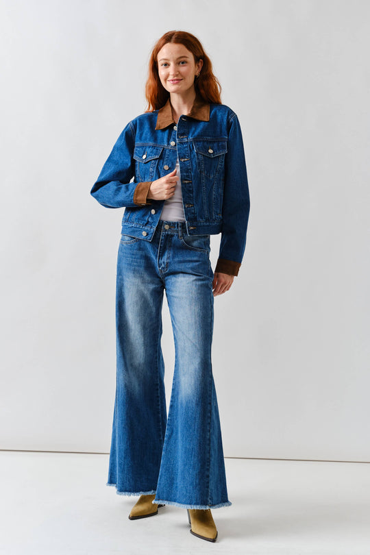 Super Flare Jeans With Frayed Bottom