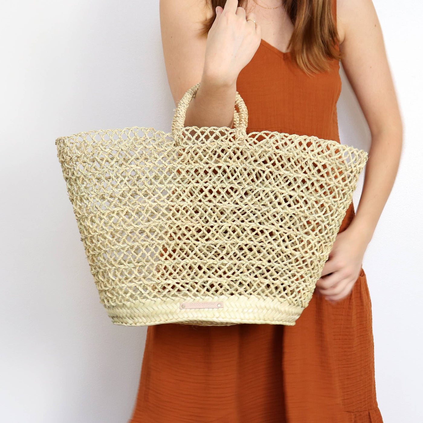 SOCCO Designs Albufeira French Basket - Straw Beach Tote - Simple Good