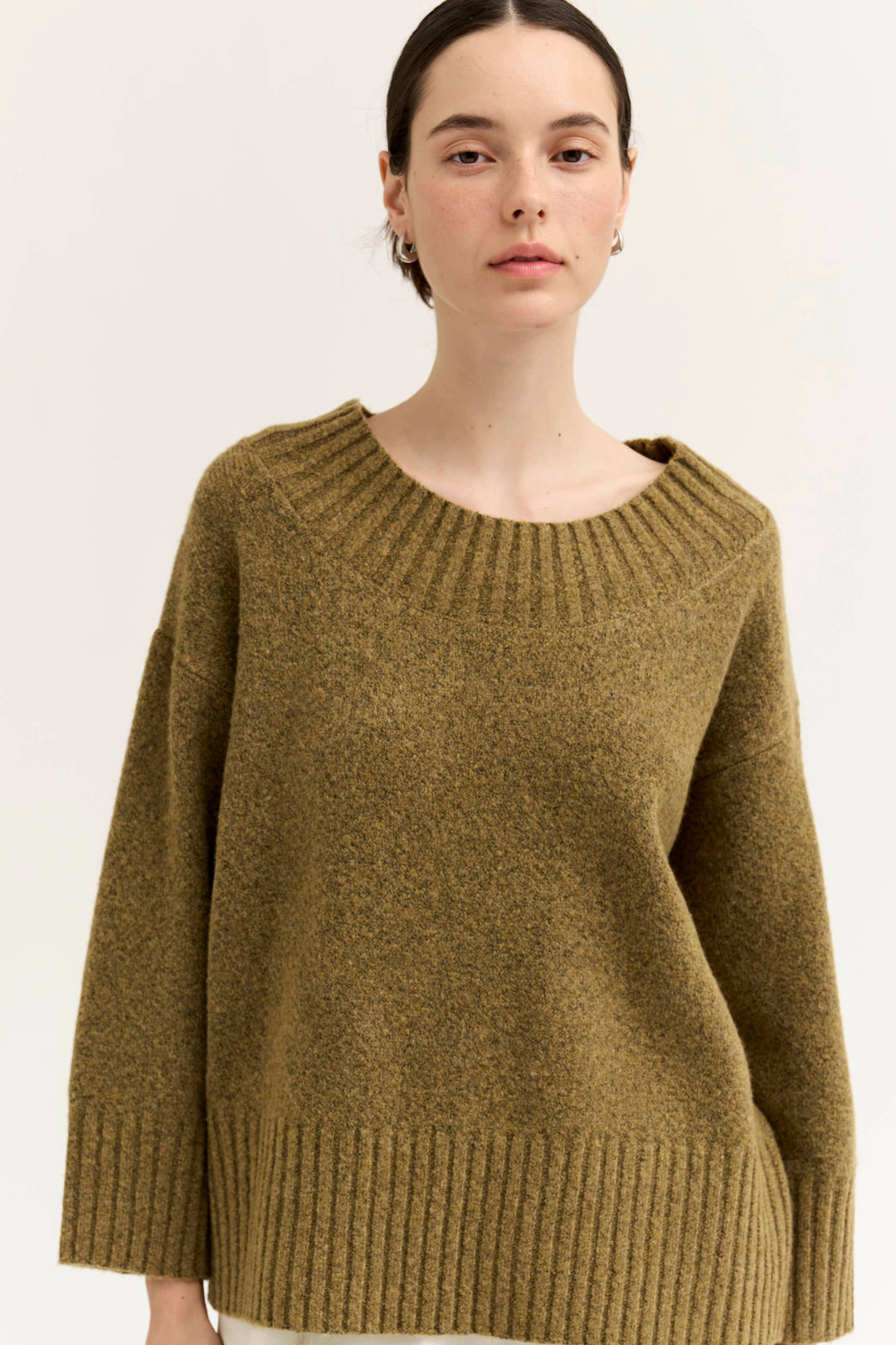 Wide Rib Knit Trim Sweater