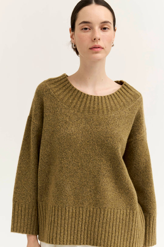 Wide Rib Knit Trim Sweater