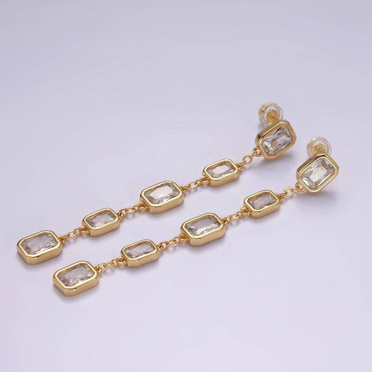 14K Gold Filled 70mm Multiple Baguette Drop Earrings