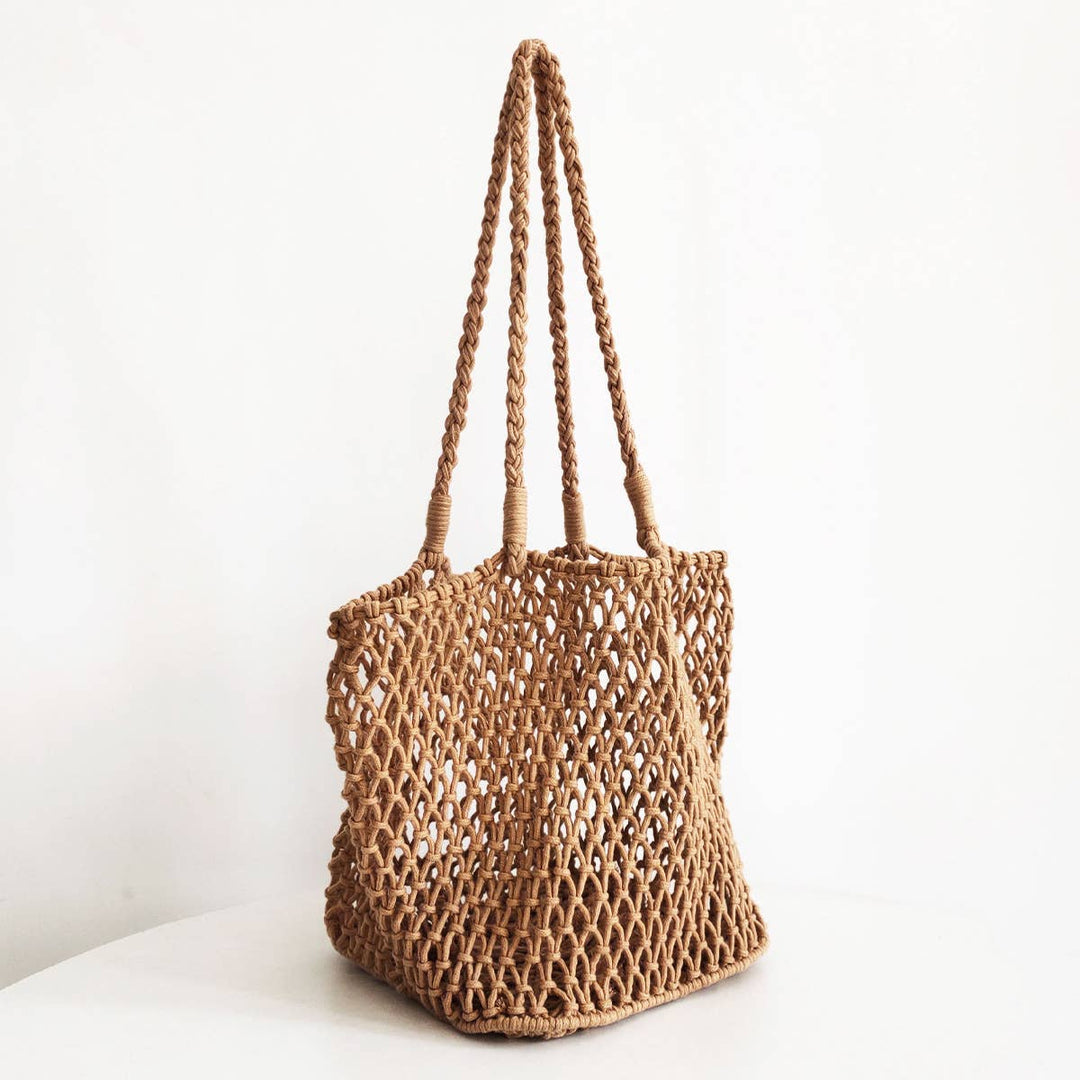 Woven Cotton Shoulder Beach Bag