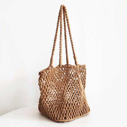 Woven Cotton Shoulder Beach Bag