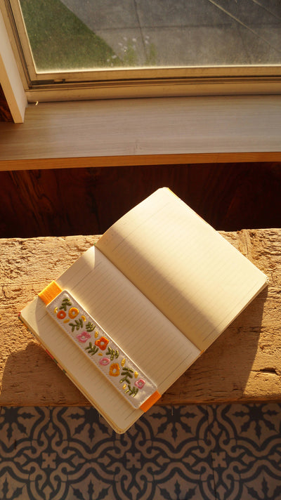 Embroidered Elastic Bookmark- Spring Garden