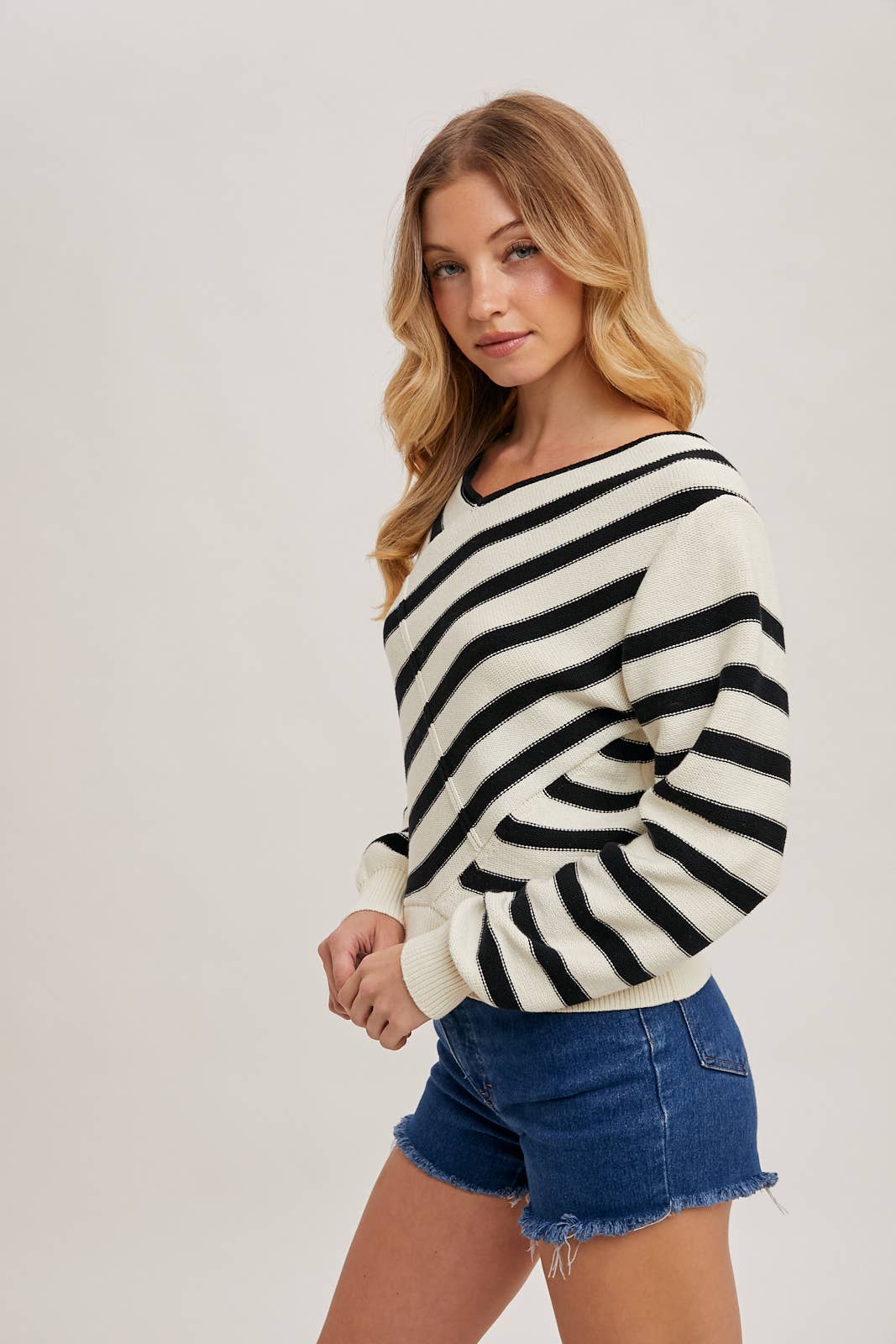 Striped Wrap Sweater