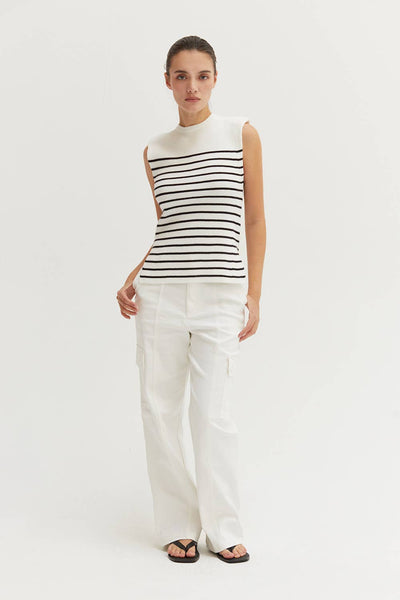 Blake Sleeveless Power Shoulder Stripe Top