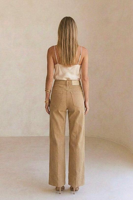 High Rise Tummy Control Garment Dyed Palazzo Jeans