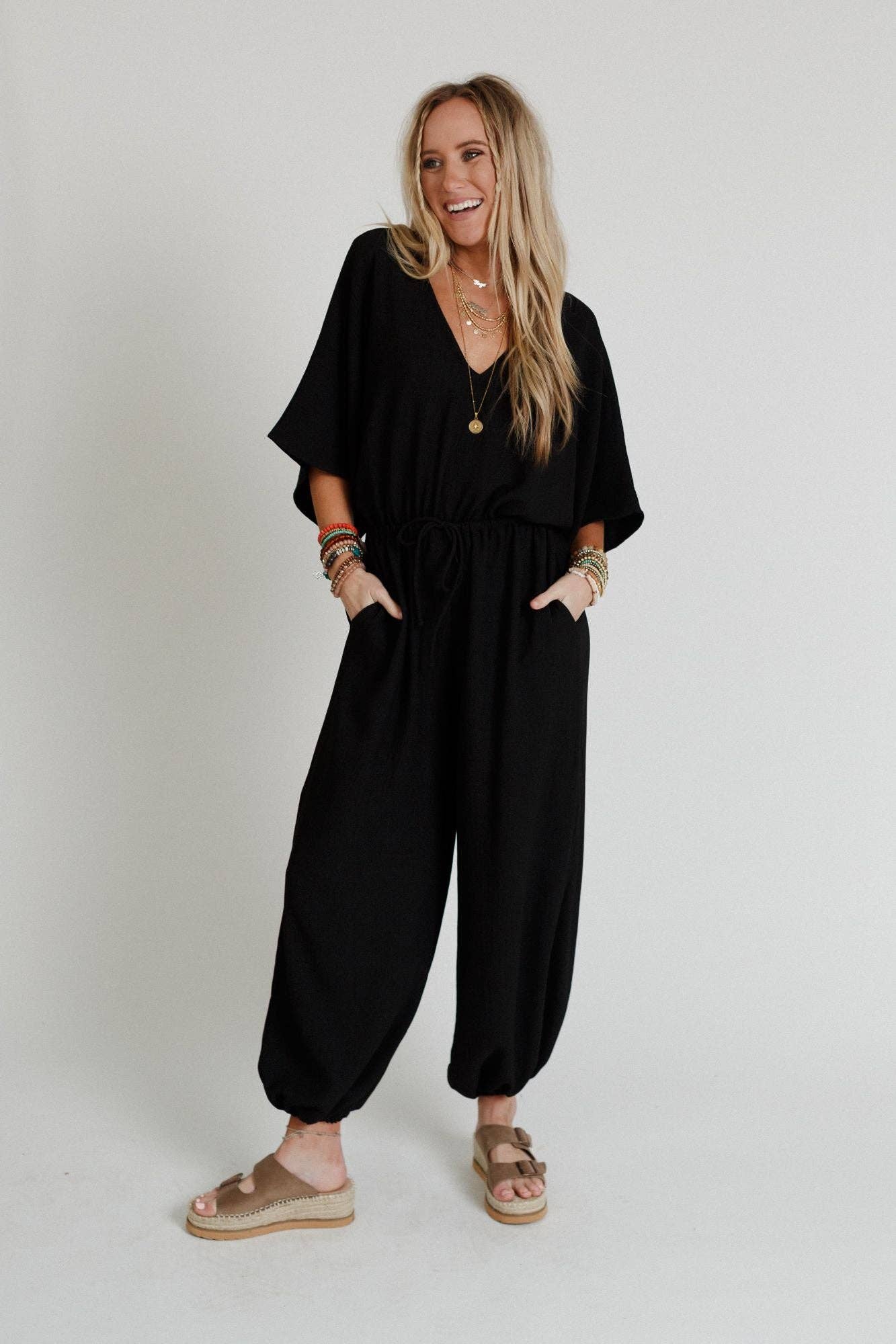 New Love Relaxed Drawstring Jumpsuit