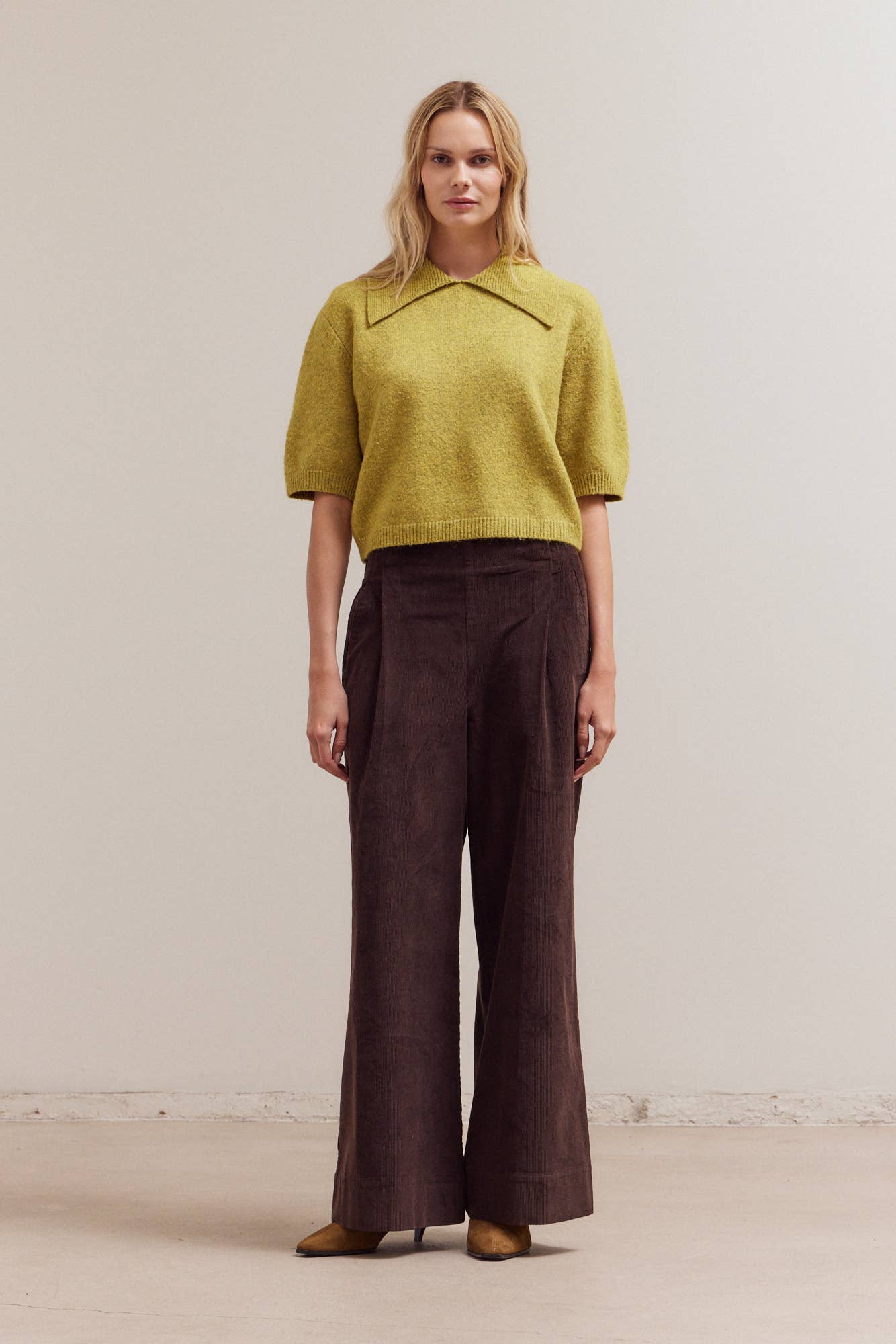 Three Quarter Sleeve Sweater with Large Collar