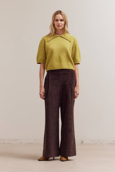 Three Quarter Sleeve Sweater with Large Collar