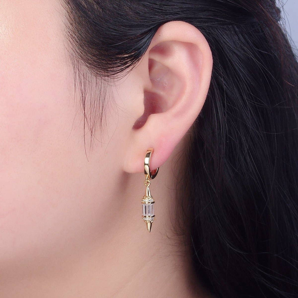 18K Gold Filled Pendulum Spike Drop Earrings