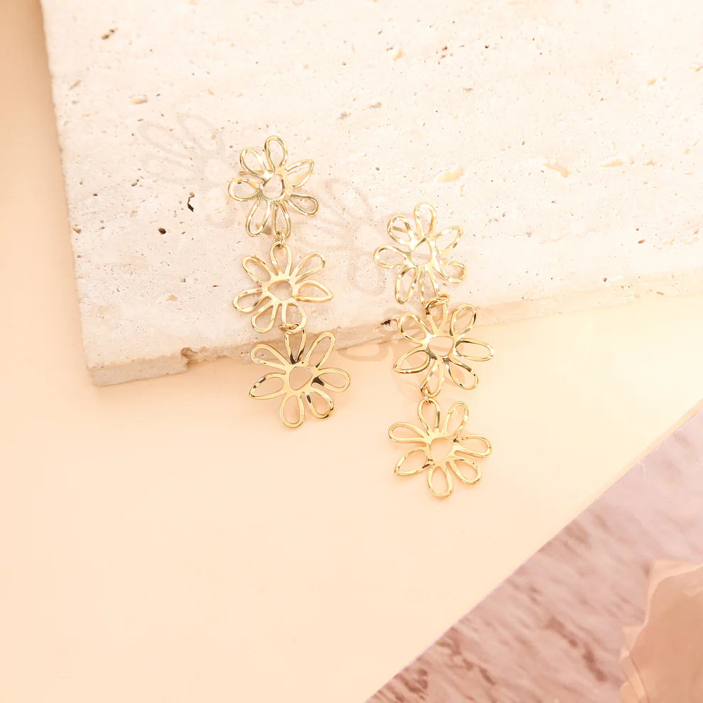 Triple Daisy Dangle Earrings